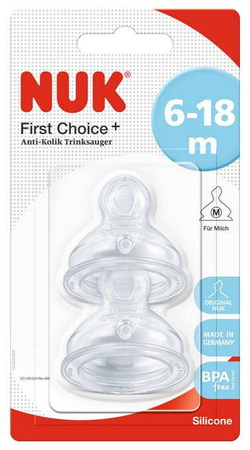 Nuk smoczki na butelkę fc+ silikon m 6-18m 2szt