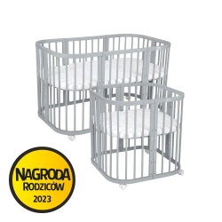 Waldin Łóżeczko 7w1 z materacem Szare