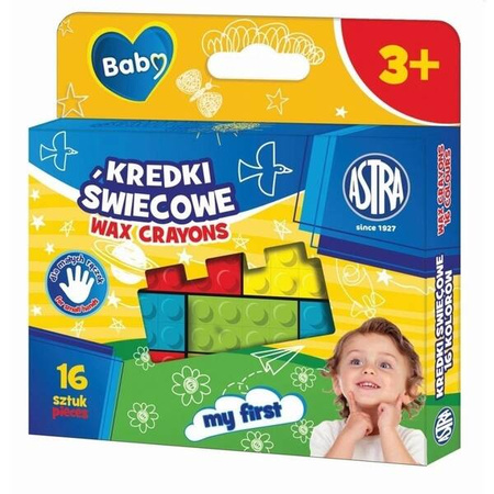 Kredki świecowe 16kol w kształcie klocków Astra Baby 187686
