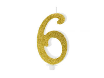 Świeczka urodzinowa 10cm złota Cyfra 6 118911