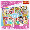 Puzzle trefl 4w1 35,48,54,70 disney princess