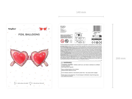 Balon foliowy Okulary serca 115,5x52cm 005983