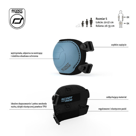 SCOOTANDRIDE Zestaw ochraniaczy dla dzieci S Steel 000256