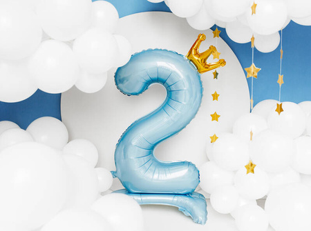 Stojący balon foliowy 84cm błękit Cyfra 2 167780