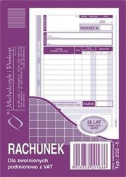 Druk rachunek dla zwolnionych z vat a6 pionowy232-5