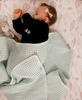 Kocyk dziecięcy waffle line mist blue 90x90 Ceba Baby
