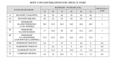 BODY DLUGI REKAW LE TIGRE 80 ECRU DRUK PINOKIO