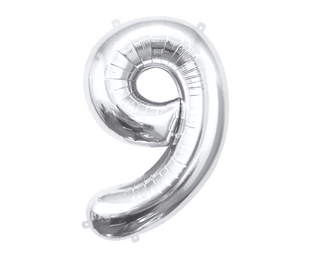 Balon foliowy B&C Cyfra 9 srebrna 85 cm 109573