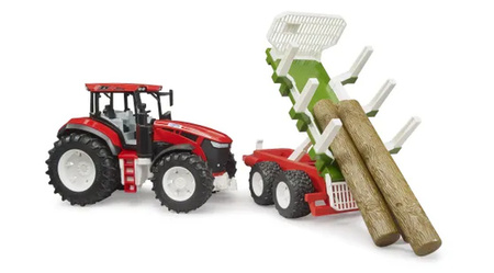 Bruder 03453 Roadmax Traktor z przyczepą do drewna i 3 belami 034535