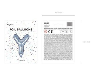Balon foliowy litera "y", 35cm, holograficzny