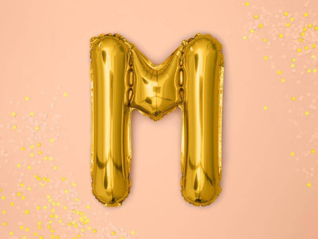 Balon foliowy litera "m", 35cm, złoty