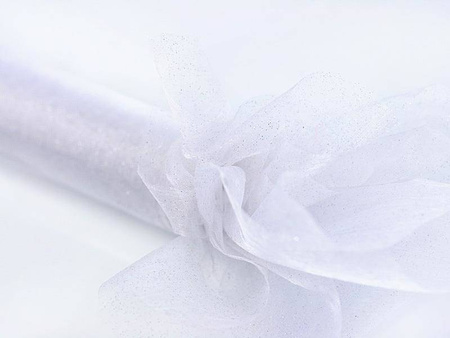Organza glittery, biały, 0,36 x 9m (1 szt. / 9 mb.)