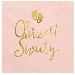 Serwetki Chrzest Święty 33x33cm 12szt jasny różowy 025585