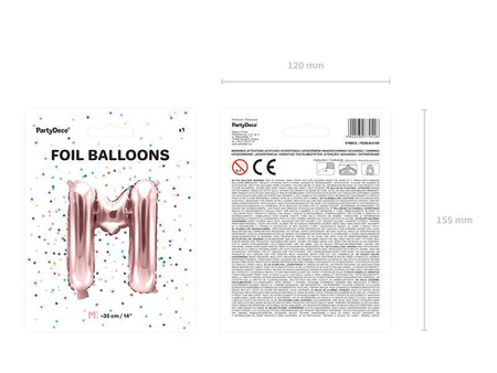Balon foliowy litera "m", 35cm, różowe złoto