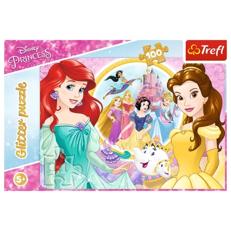 Puzzle Trefl 100 Glitter Wspomnienia Belli i Arielki 148190
