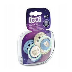 Lovi Smoczek silikonowy dynamiczny 0-3 m 2szt  Night&Day Boy 874435