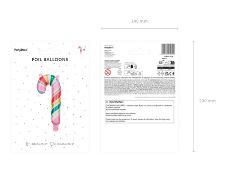 Balon foliowy Cukrowa Laska 5szt 18,5x35cm 010420