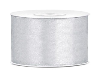 Tasiemka satynowa, srebrny, 38mm/25m