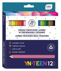 Kredki 12kol świecowe w drewnianej oprawie noster 254368