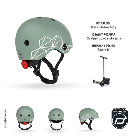 SCOOTANDRIDE Kask XXS-S dla dzieci 1-5 lat Green Lines 965620