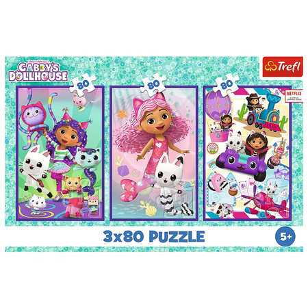 Puzzle Trefl 3x80 Kolorowe dni Gabby 348828