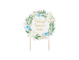 Topper na tort Pierwsza Komunia Święta 16,7x20cm mix 019966