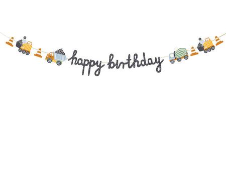 Baner Happy Birthday Pojazdy budowlane 2m mix 021211