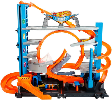 Hot wheels ftb69 city mega garaż rekina + 2 autka