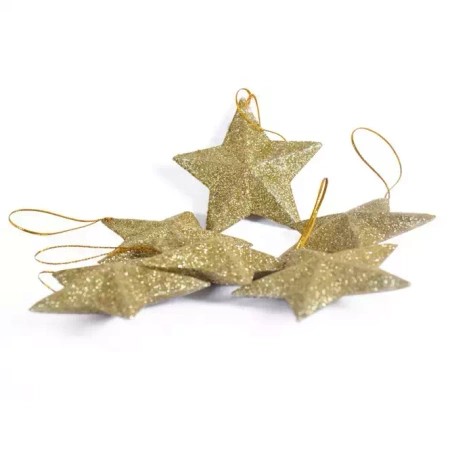 Gwiazdki brokat 6szt złote 226073