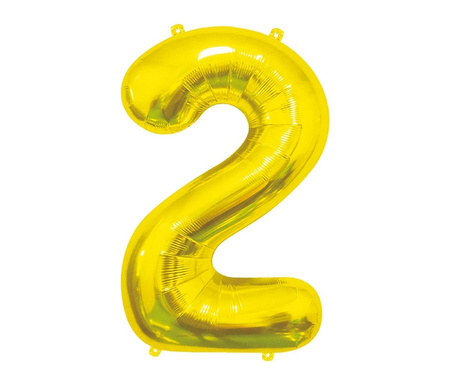Balon foliowy B&C Cyfra 2 złota 85 cm AA 180923