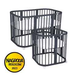 Waldin Łóżeczko 7w1 z materacem Grafit