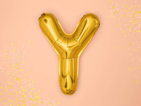 Balon foliowy litera "y", 35cm, złoty