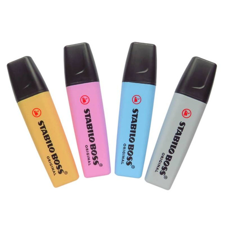 Zakreślacze stabilo boss pastel w etui 4 sztuki