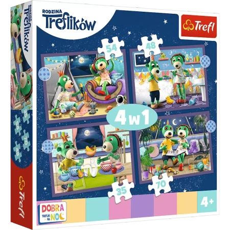 Puzzle Trefl 4w1 Trefliki przed snem Dobranoc Trefliki na noc 343991