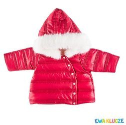 Kurtka pikowana z kapturem emu bordowy 092