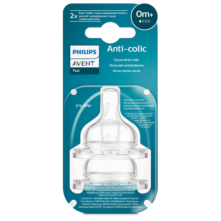 Philips AVENT Smoczek antykolkowy do butelki 0m+ 2-pak SCY761/02 996767