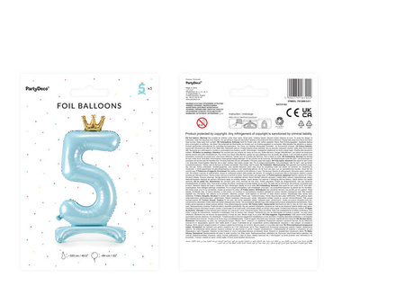 Stojący balon foliowy 84cm błękit Cyfra 5 167902