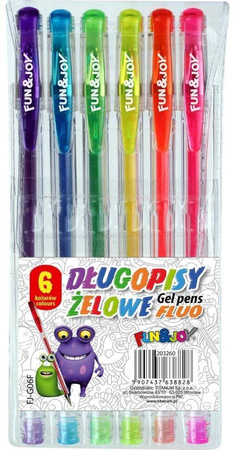 Długopis Żelowy Fluo 6kol Fj-G06f Fun&Joy 638828