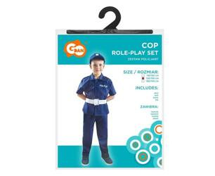 Zestaw dla dzieci Policjant (koszula, spodnie, czapka, pasek) roz.120/130cm