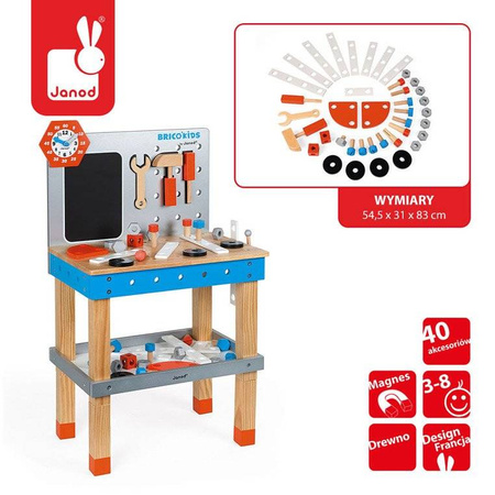 Stolik warsztatowy z 40 akcesoriami duży Brico 'Kids Janad 364779