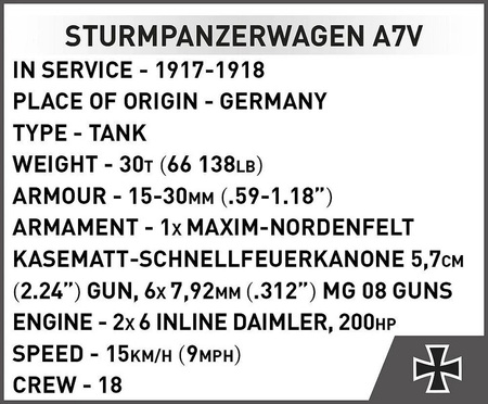 Cobi 3093 Czołg Sturmpanzerwagen A7V 119 kl. 030940