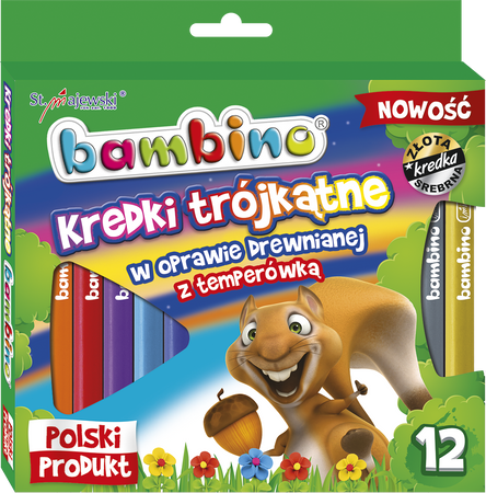 Maj kredki bambino trójkątne w opr.drewn.12kol+temperówka standard