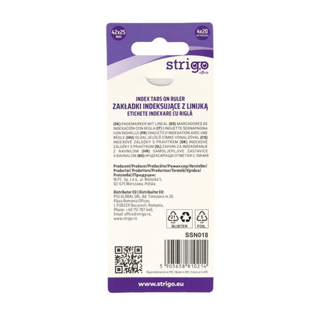 Strigo Zakładki indeksujące z linijką 42x25mm 4 kolory 80 kartek 810214