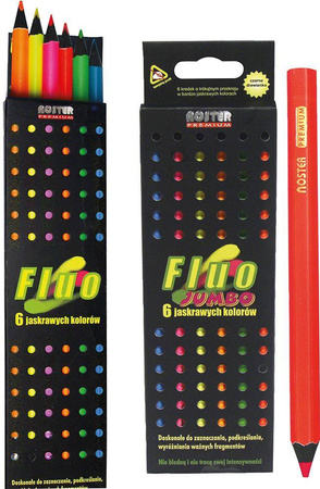 Kredki ołówkowe 6kol fluo jumbo noster 124322