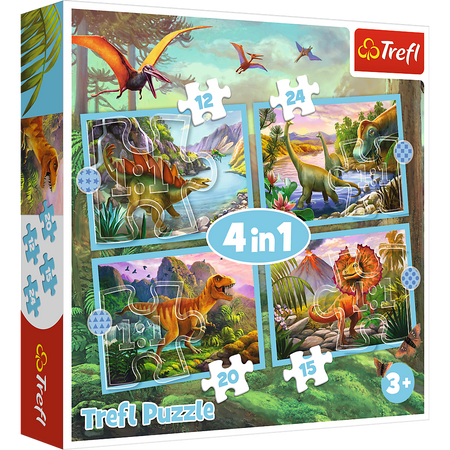 Puzzle Trefl 4W1 Wyjątkowe dinozaury 346091