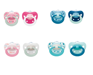 Nuk Smoczek uspokajający silikonowy 0-6 m-cy Signature Night 2szt /box 382300