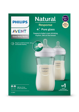 Philips AVENT Zestaw szklanych butelek dla niemowląt Natural Response 240 ml 1m+ 990796