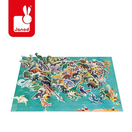 Puzzle edukacyjne z figurkami 3d dinozaury 200 elementów janod 326791