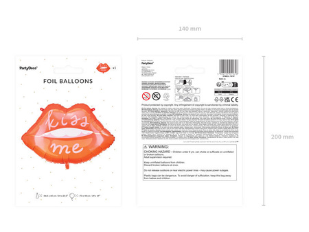 Balon foliowy usta 86,5x65cm mix 011618