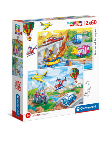 Clementoni Puzzle 2*60el Super Kolor Means of transport